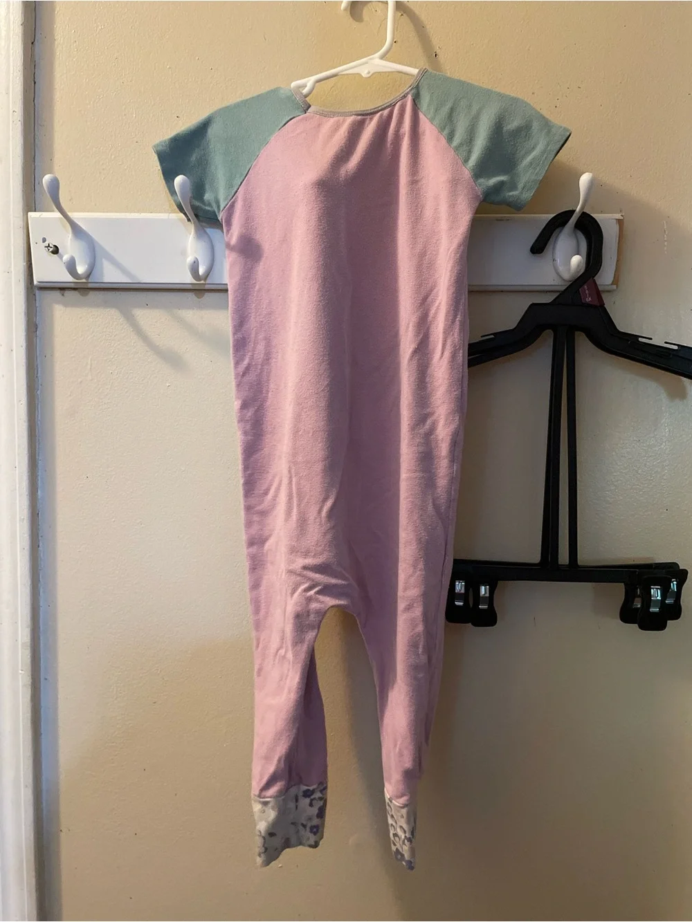 Girls' Pink and Green Floral Pocket One-Piece Bodysuit